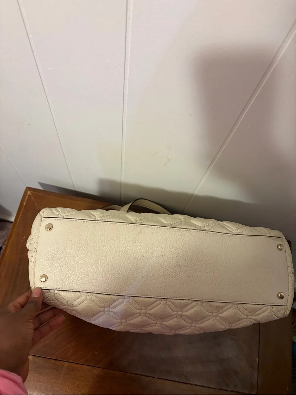 kate spade Cream Quilted Leather Shoulder Tote with Chain Straps